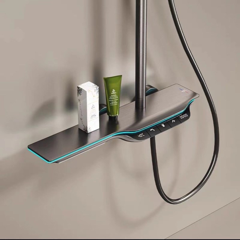 瀑布出氛围灯全铜淋浴花洒套装家用增压恒温淋雨卫生间浴室沐浴器