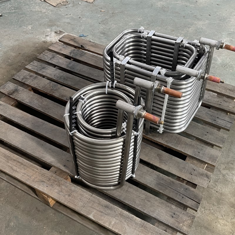 304不锈钢3P5P10P15匹冷水机制冷盘管蒸发器换热器冷却散冷器