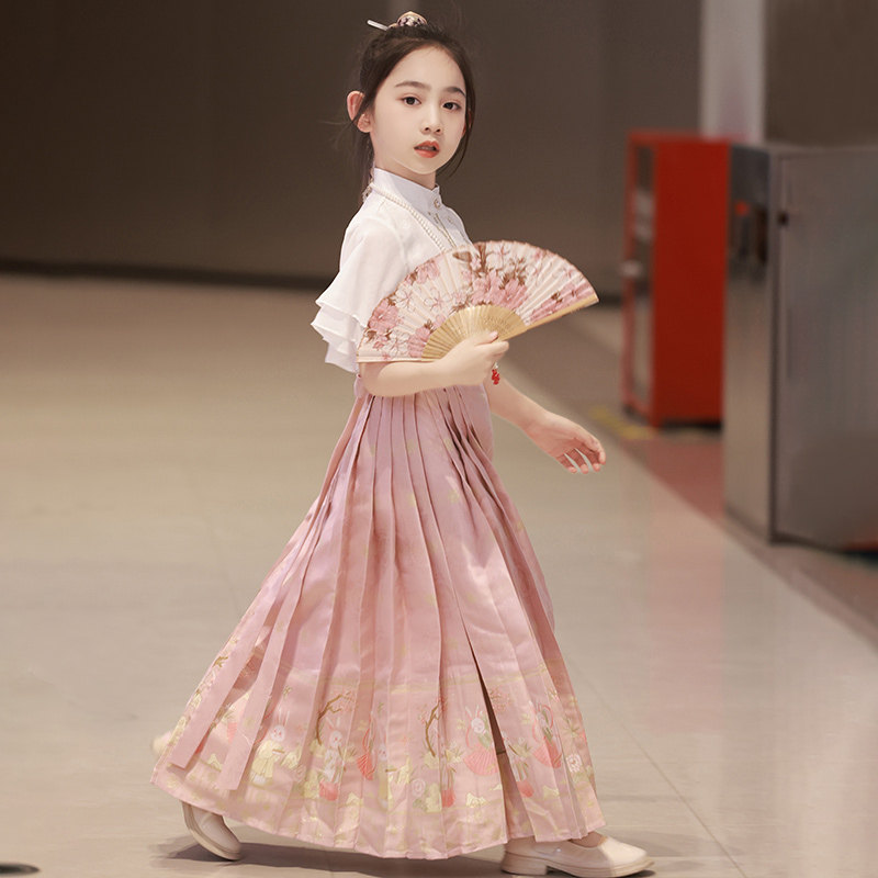 马面裙套装女童夏季儿童明制汉服夏天小女孩中国风半身裙古装夏款图片