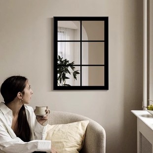 现代简约客厅f镜面挂画创意艺术入户门镜子装 饰画高级感玄关墙壁