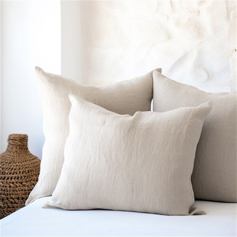 日式简约风纯色亚麻抱枕套大号沙发靠垫方形含芯飘窗靠背床头腰靠