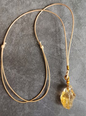 让我变得超有钱 原矿黄水晶原石无优化吊坠毛衣链长款情侣项链