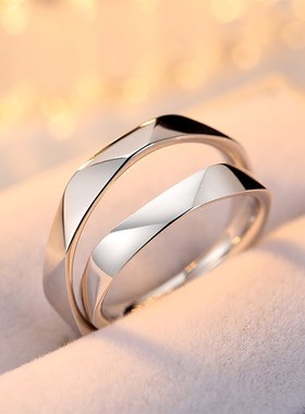 999纯银情侣戒指一对女开口男士对戒潮人闭口送男女朋友生日礼物