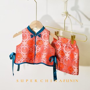 夏季新款女童新中式国风可爱旗袍裙套装女宝礼服演出服