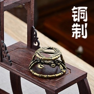饰 茶道办公桌书房桌面装 铜摆件创意黄铜横财将军螃蟹居家 守财