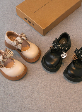 女童小皮鞋黑色2022春秋新款儿童鞋子女孩公主鞋软底豆豆鞋单鞋潮