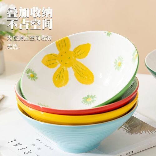 新5款高颜值家用陶瓷8英寸斗笠碗拉面碗吃螺蛳粉大碗套装汤碗大面