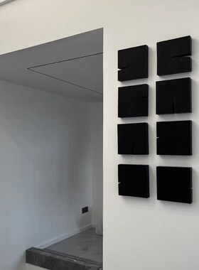 侘寂风炭化木块艺术挂件u墙面壁饰家居玄关过道走廊装饰复古风