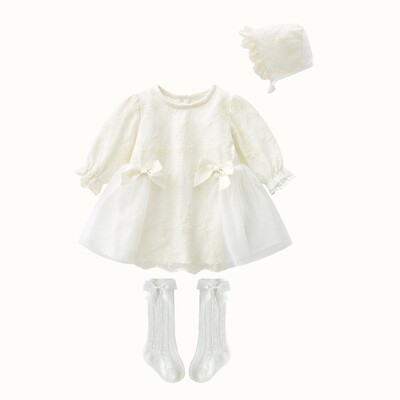 女宝宝公主裙秋冬新生婴儿百日宴洋气连衣裙小女孩一周岁生日礼服