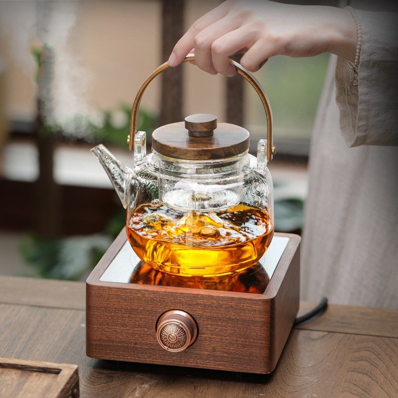 家用提梁壶高硼硅玻璃煮茶器办公室蒸煮两用围炉煮茶壶电陶炉茶壶