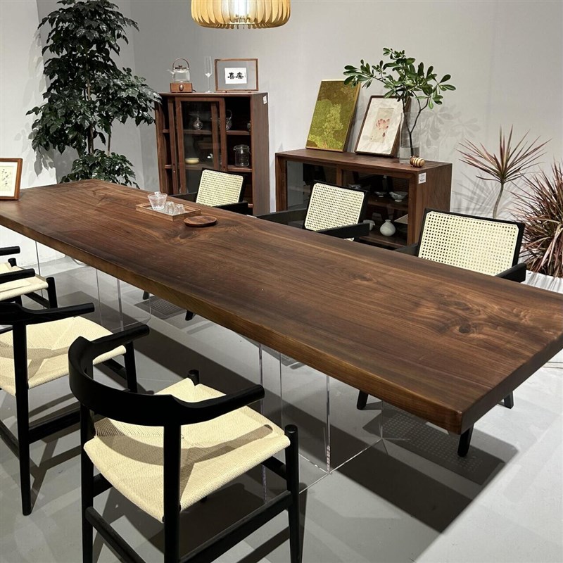 实木大阪茶桌椅组合新中式胡桃木办公室家用客厅禅意泡茶茶几茶台