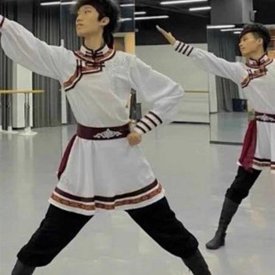 藏族舞蹈演出服长袍套装少数民族风男艺考成人蒙古舞蹈服装男新款