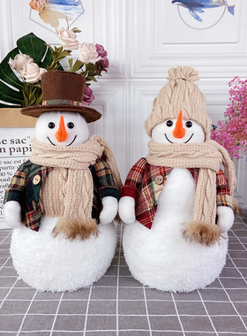 创意可爱圣诞节雪人摆q件情侣公仔礼物橱窗道具桌面摆件圣诞装饰