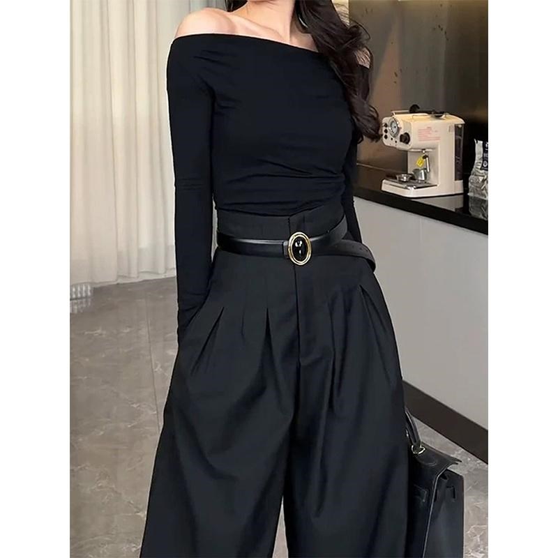 高腰阔腿裤女春夏2025新款垂感黑色显瘦休闲宽松西装裤拖地长裤子