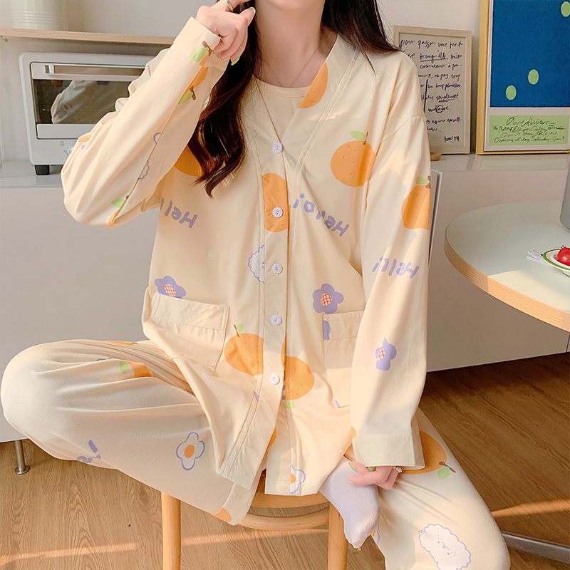 三件套月子服夏季薄款产后孕妇睡衣哺乳春秋纯棉产妇怀孕期4月份5