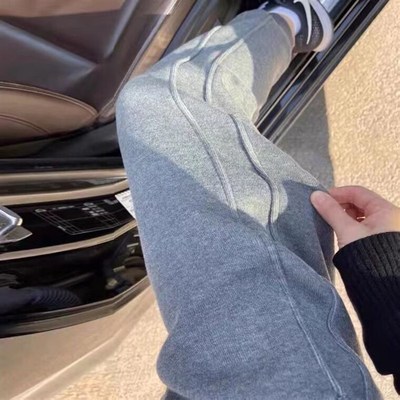 孕妇裤子秋冬季加绒运动裤外穿2025新款打底裤宽松小个子束脚卫裤