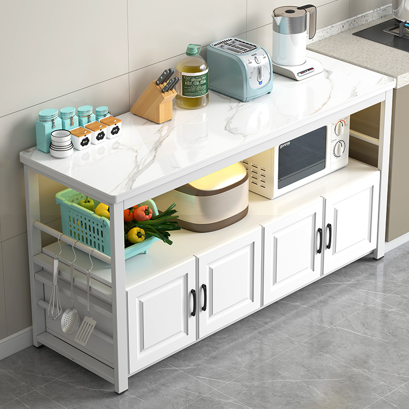 岩板切菜桌厨房置物架微波炉锅具收纳柜多功能餐边橱柜落地操作台