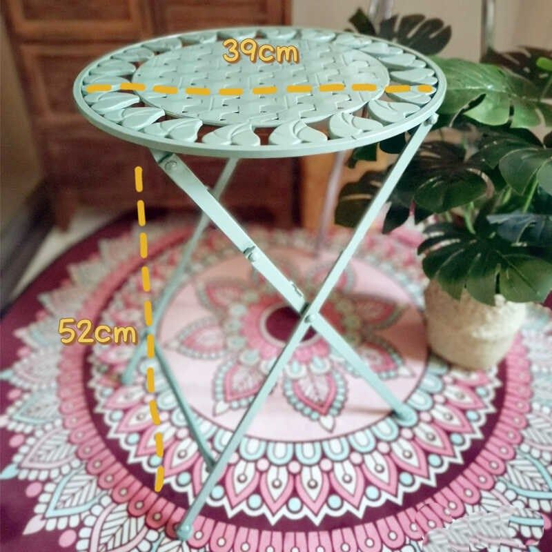 现代小户型茶几客厅沙发角几家用欧式创意边几户外折叠小圆桌田园