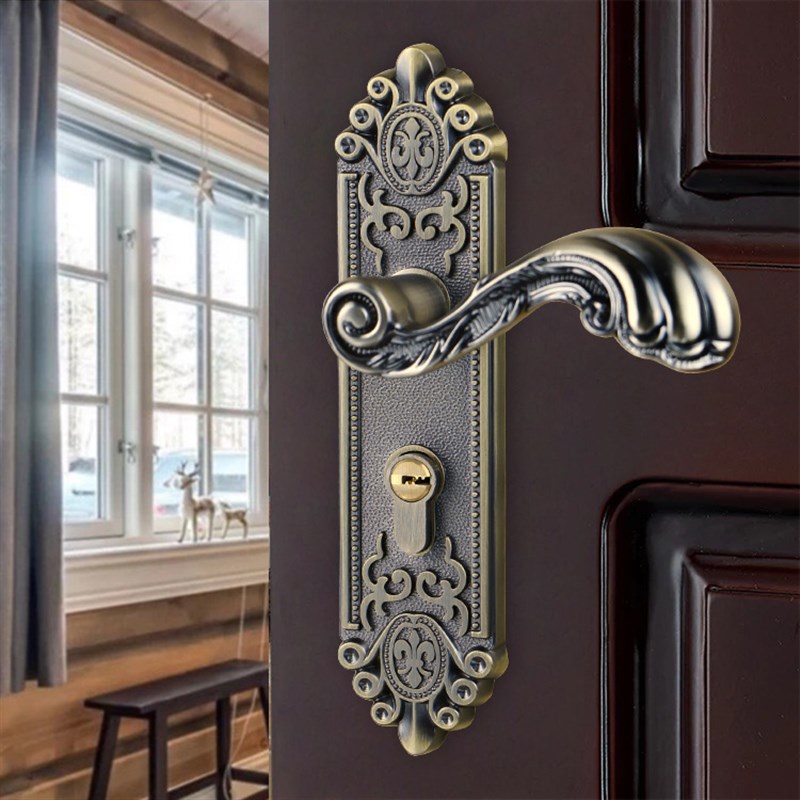 基亚锁业锌合金室内静音门锁欧式门锁青古铜实木房间门锁卧室门锁