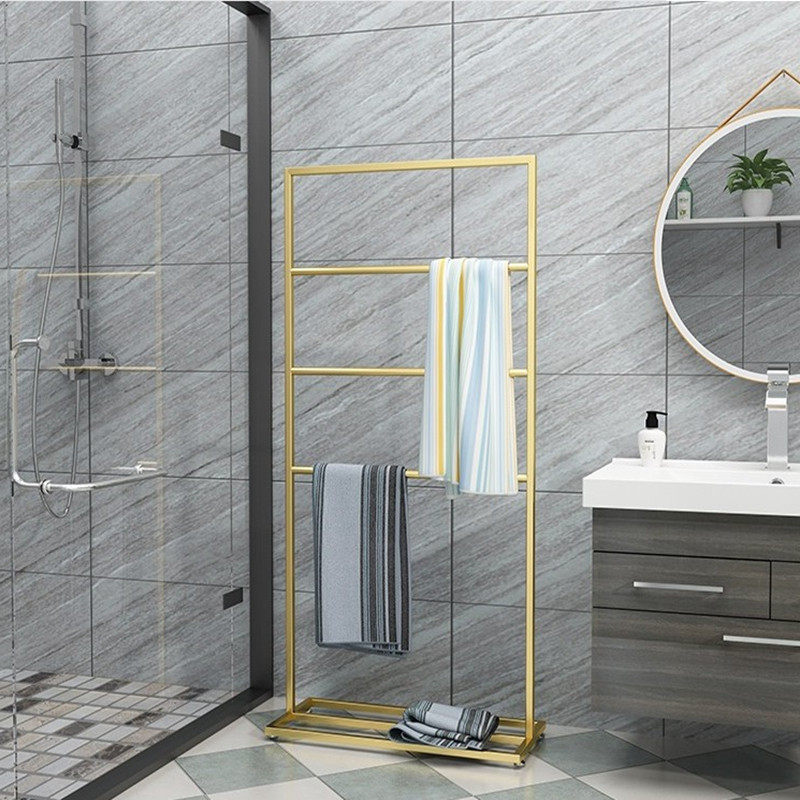 北欧极简毛巾架浴巾架室内挂衣架子铁艺落地置物架