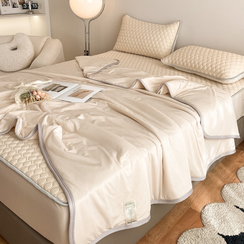 夏季乳胶冰丝凉席四件套可机洗学生宿舍单人可折叠凉感床笠三件套