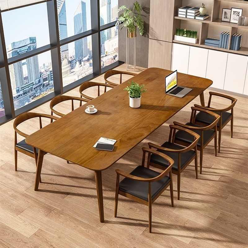 简约现代办公室桌椅组合实木会议桌长桌定制大板桌子工作台长条桌
