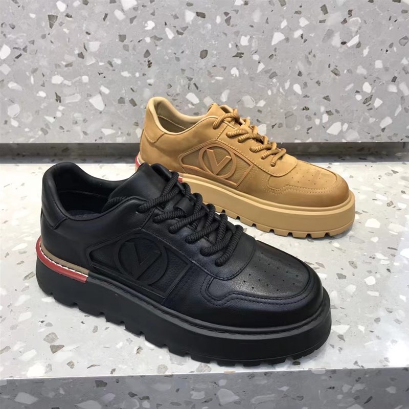 欧货潮牌秋季真皮松糕厚底休闲皮鞋老爹鞋男轻便软底时尚运动板鞋