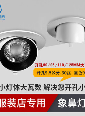高显色象鼻灯射灯led嵌入式服装店用店铺商用9.5公分30瓦灯牛眼灯
