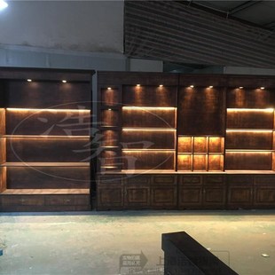 实木复古化妆品珠宝项链手镯首饰展示柜包包鞋子陈列货架展示架