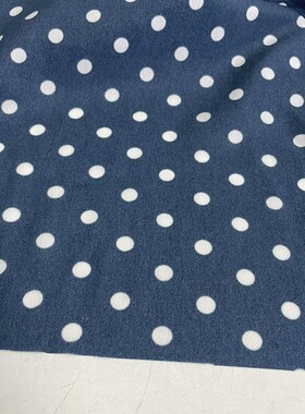 D358蓝底小波点印花双绉雪纺布头柔软透气垂感连衣裙上半身裙面料