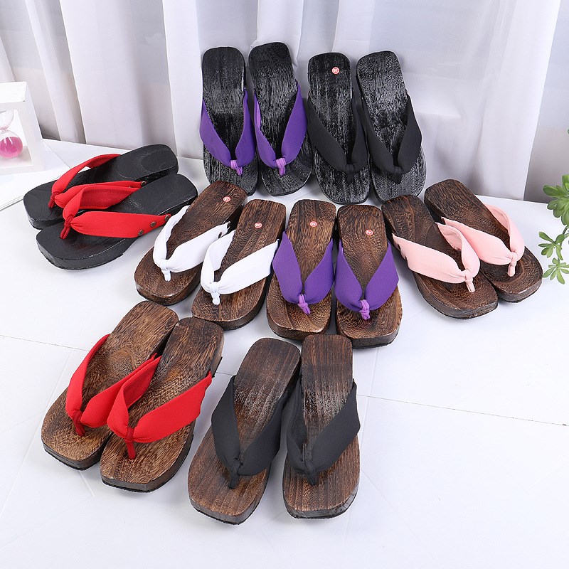 2021新款日式烧桐木屐 高跟人字拖 女士凉拖鞋夹脚木拖鞋木鞋凉拖