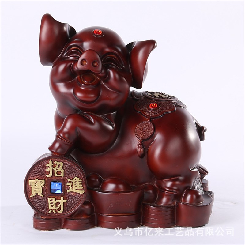 树脂工艺品创意万福金猪招财进宝猪存钱罐储蓄罐家居客厅摆件