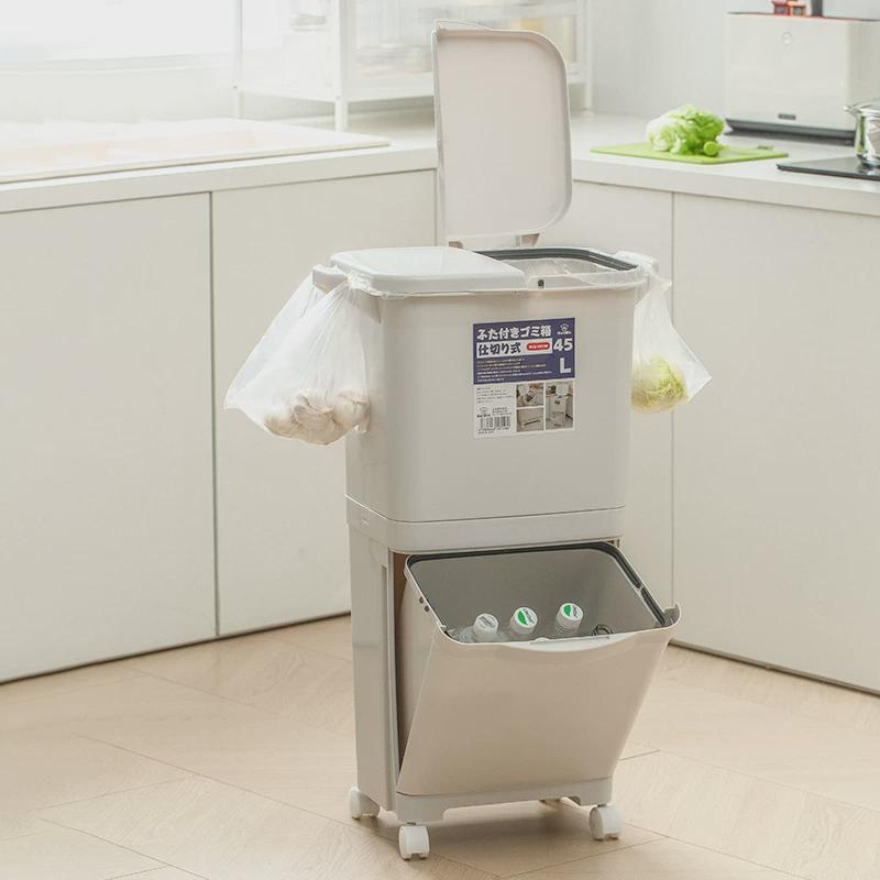 分类垃圾桶家用双层塑料带盖x加大容量厨房干湿分离厨余垃圾收纳