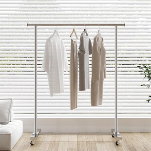 服装店展示架不锈钢拉丝银色落地式挂衣杆女装童装陈列货架可移动