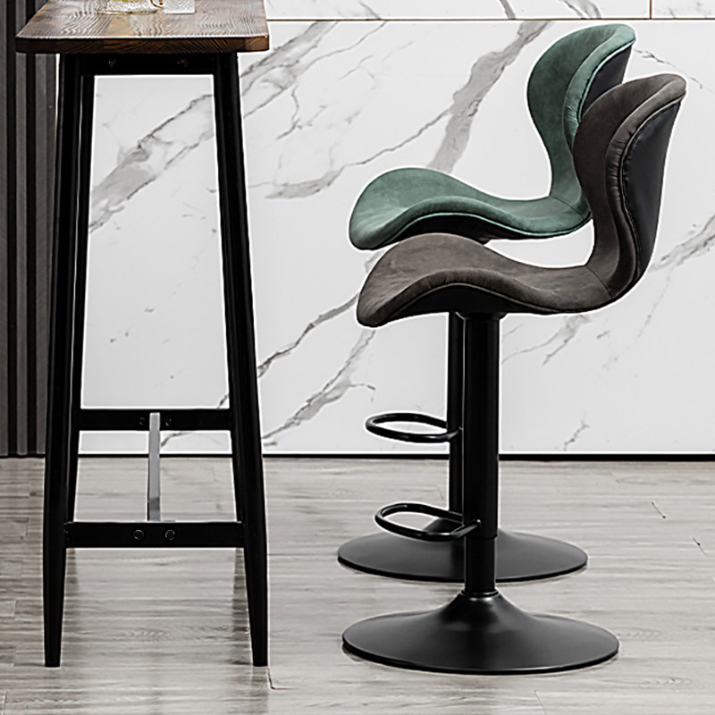 欧式简约时尚升降吧台椅旋转轻奢吧椅铁艺美式高脚靠X背椅家用凳