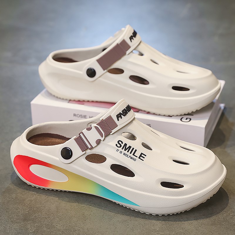 洞洞鞋男夏季2025新款外穿防滑厚底运动拖鞋男款户外大码沙滩凉鞋