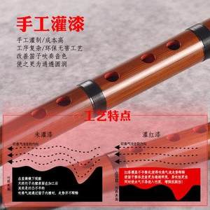 新品致精品演奏笛子专业级横笛乐器手工灌漆花牛角双插竹笛乐器精