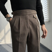 那不勒斯复古时髦直筒长裤 MUSHEN慕绅秋冬意式 廓尔格毛呢高腰西裤