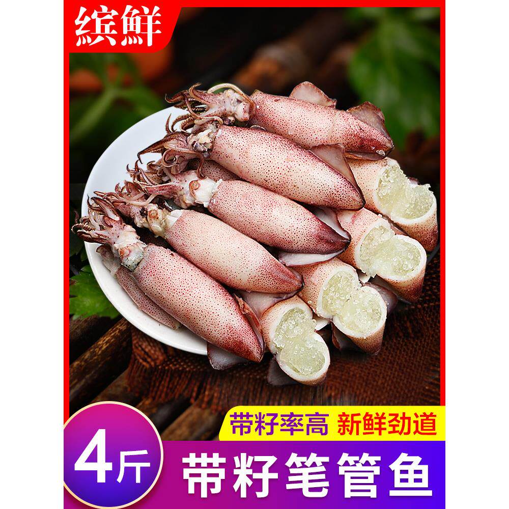 海兔子满籽墨鱼仔新鲜海兔鲜活带籽笔管鱼大乌贼籽乌鱿鱼海鲜水产