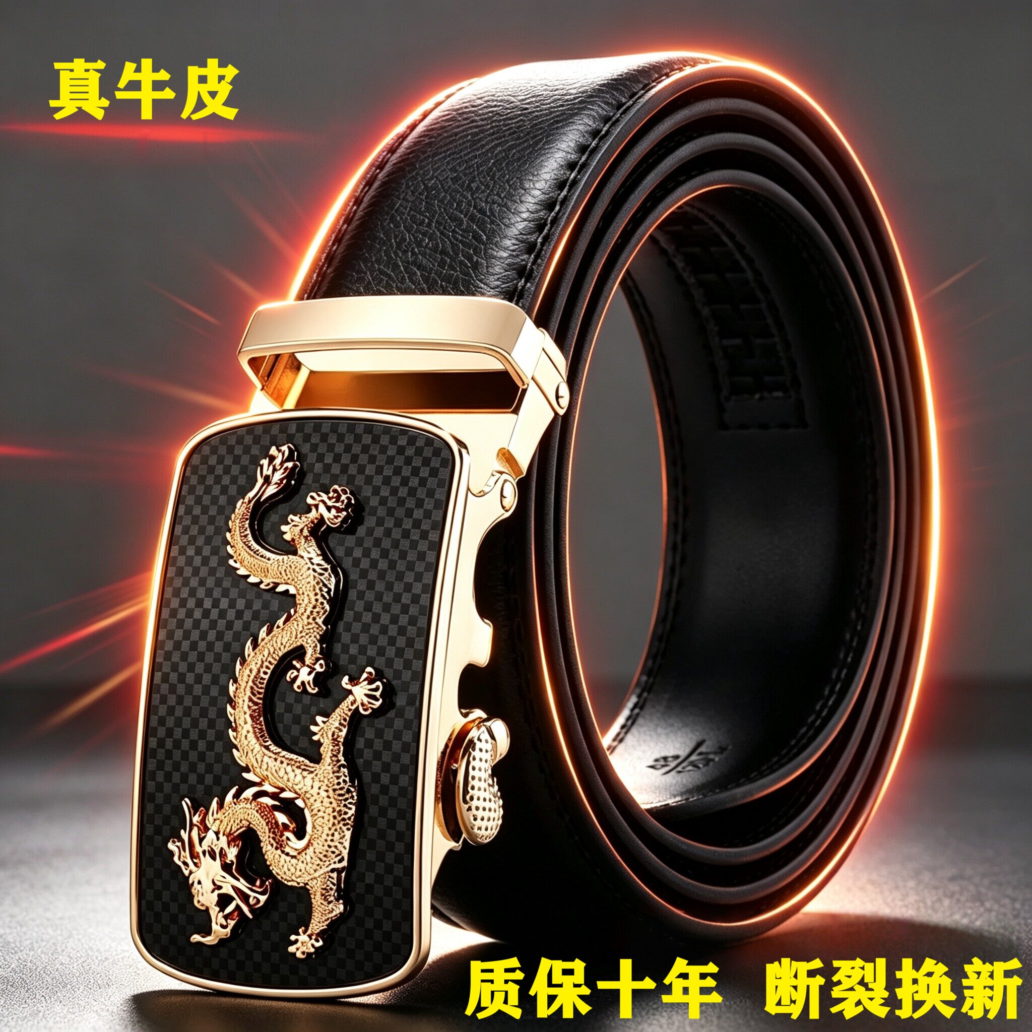 丹达力男士真皮自动扣皮带