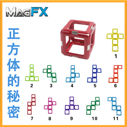 MAGFX磁力片正方体拼接益智玩具积木构建儿童思维玩具DIY创意积木