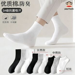 运动长袜吸汗透气 纯色短白袜男士 优质棉袜子男款 中筒秋冬季