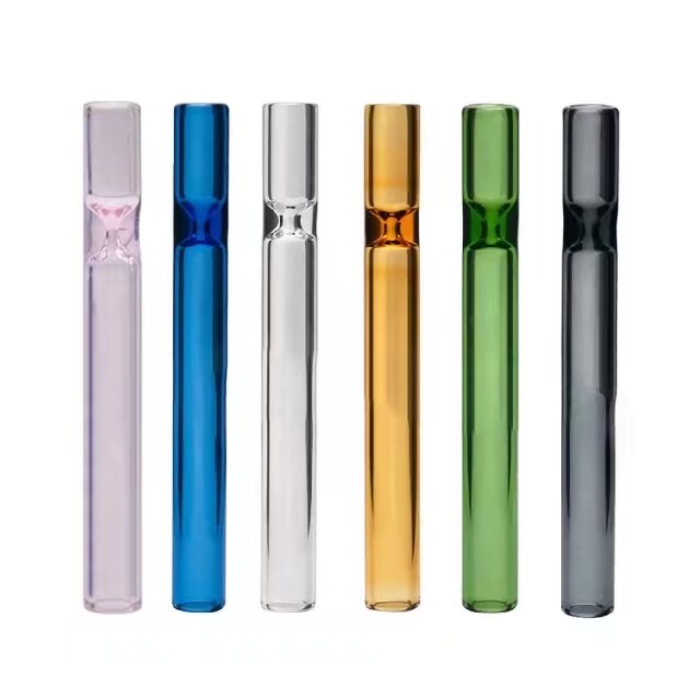 彩色透明玻璃烟嘴烟管耐热加厚玻璃管长度10厘米