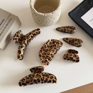 法式 仿醋酸抓夹气质玳瑁鲨鱼夹发饰 豹纹抓夹简约百搭日韩版