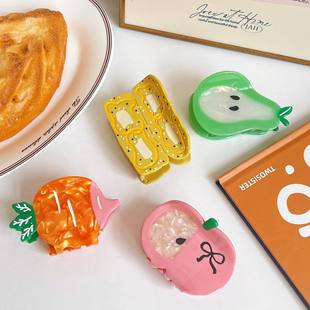 甜美可爱发夹红色小苹果新款网红抓夹发多量2026新款水果发夹饰品