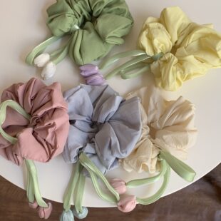 遇见春天~韩系郁金香花朵大肠发圈女高级感森系头饰超大发绳春季