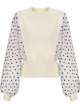 【七七酱直播间】CHICHY法式网纱波点拼接毛针织衫上衣CC1E024253