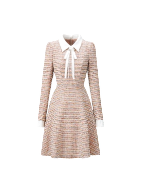 【七七酱直播间】CHICHY小香风长袖连衣裙粉色短裙CC8F013254