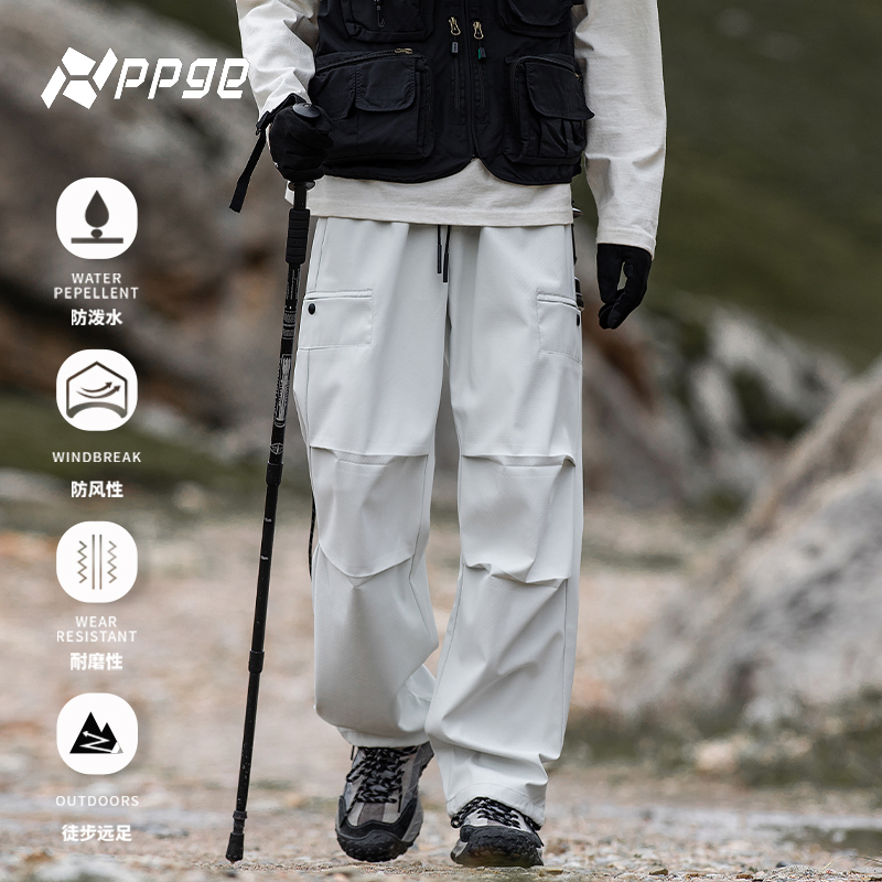 ppge美式工装裤男款春秋季潮牌机能软壳户外冲锋直筒宽松休闲长裤
