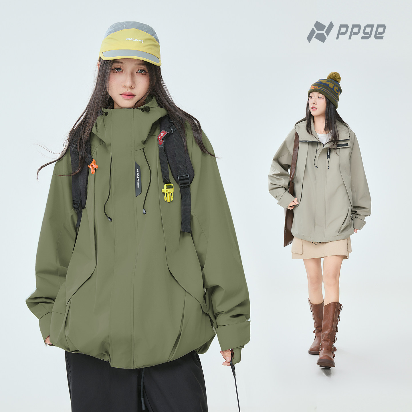 ppge美式机能风冲锋夹克上衣情侣款时尚户外山系宽松软壳外套